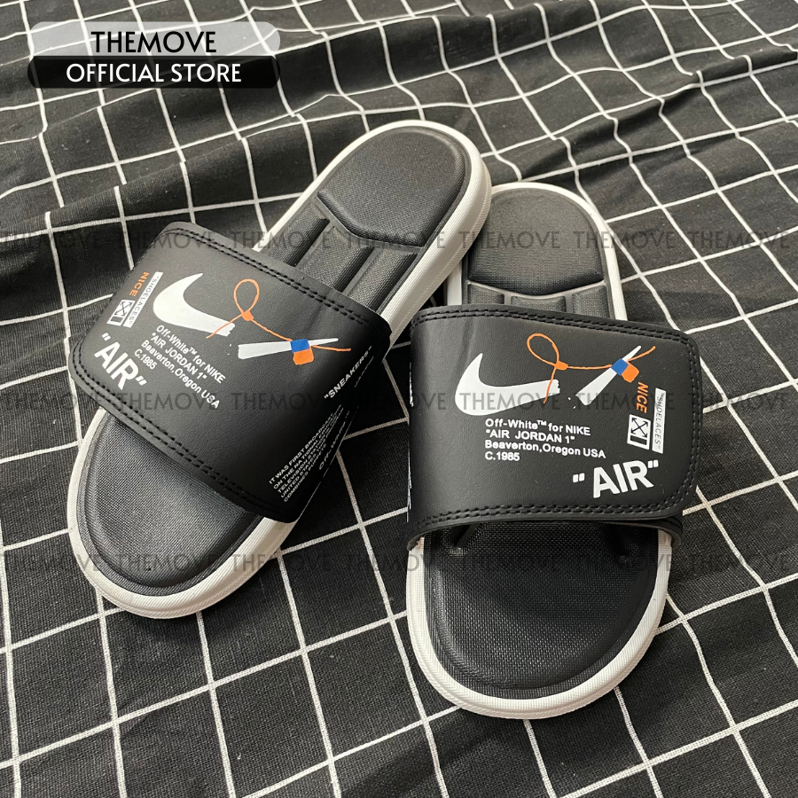 Dép quai ngang nam, nữ unisex NK dép quai ngang thể thao nhựa PVC quai dép tháo rời cá tính trắng đen dép hottrend A1020