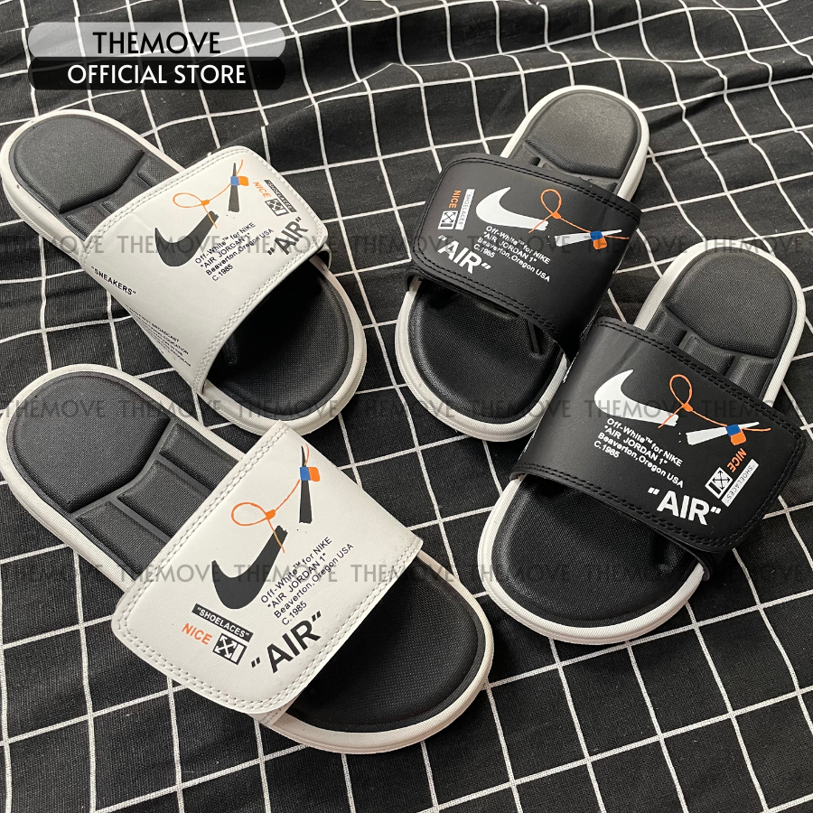 Dép quai ngang nam, nữ unisex NK dép quai ngang thể thao nhựa PVC quai dép tháo rời cá tính trắng đen dép hottrend A1020