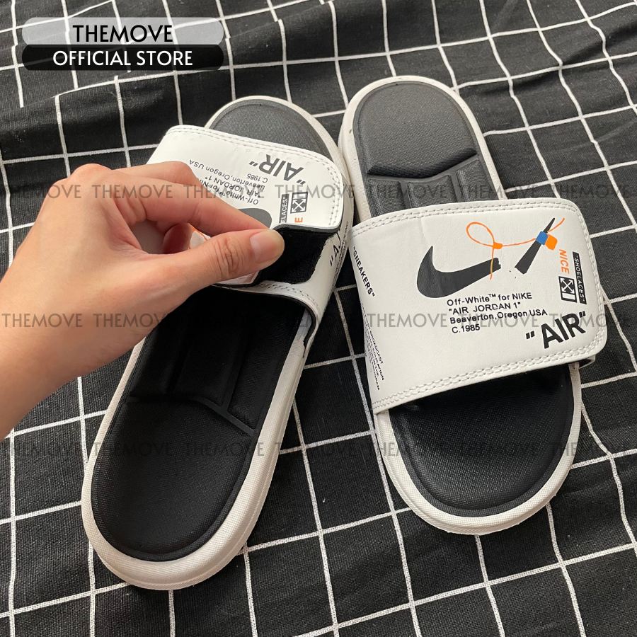 Dép quai ngang nam, nữ unisex NK dép quai ngang thể thao nhựa PVC quai dép tháo rời cá tính trắng đen dép hottrend A1020