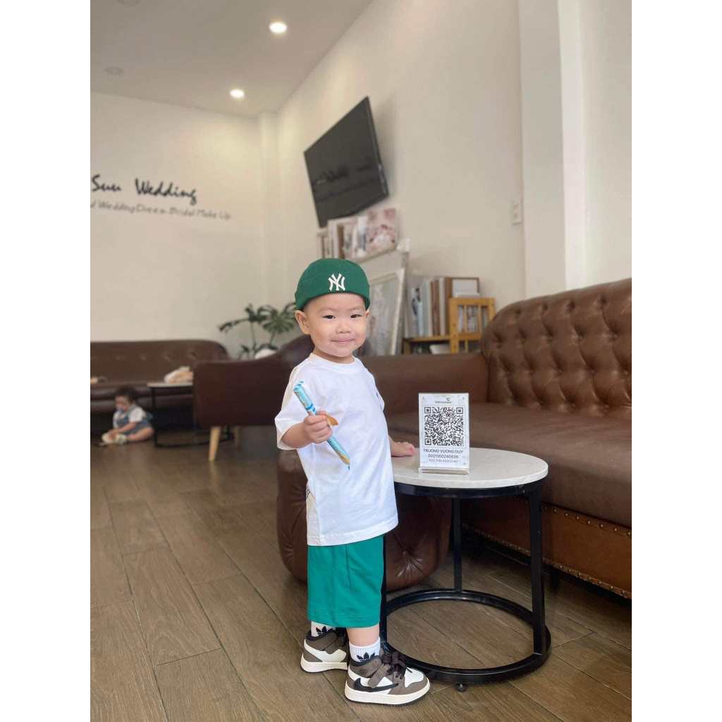 Bộ quần áo thể thao MLB NY áo trắng quần xanh thời thượng mới nhất cho bé trai  SHOP BÔM BÔM KIDS