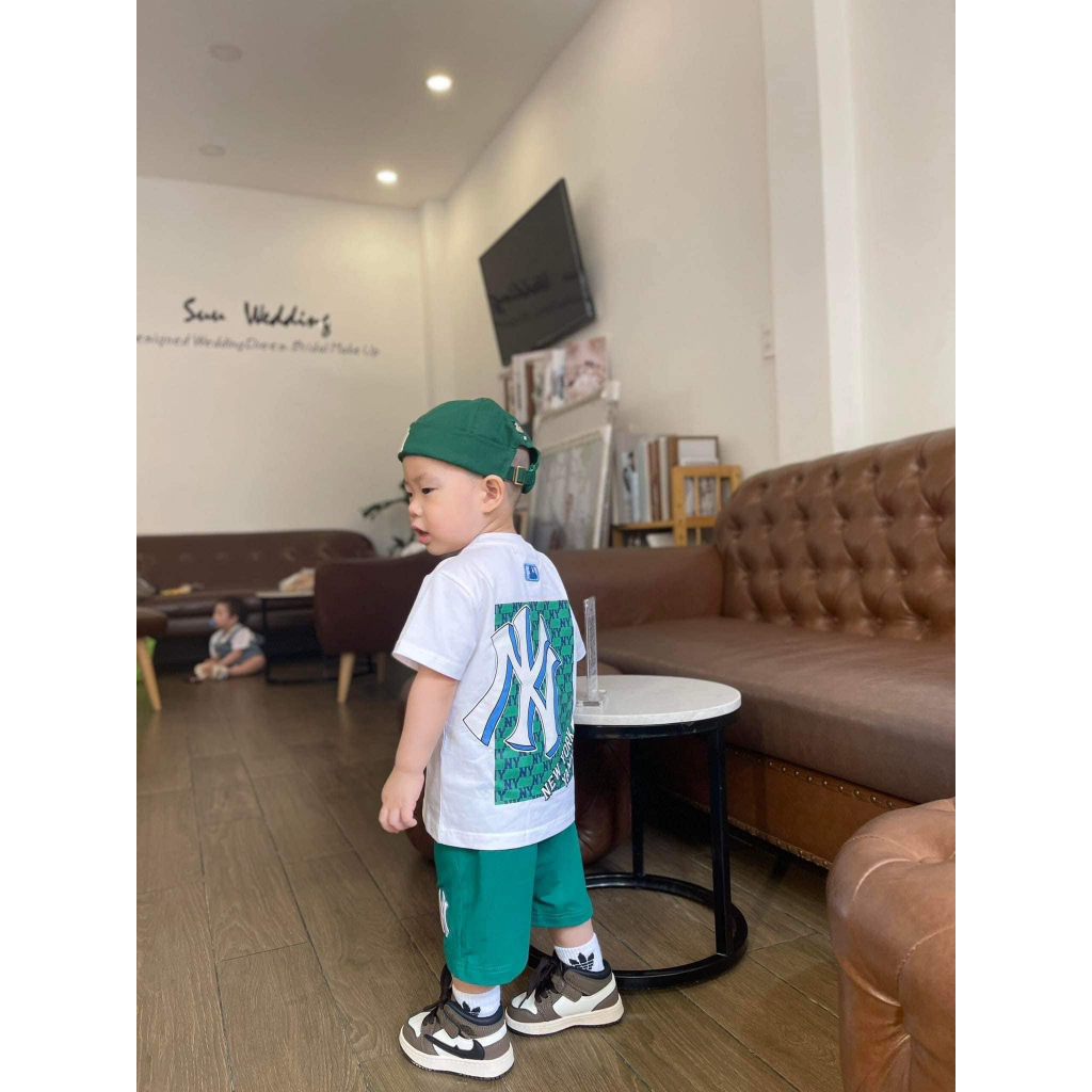 Bộ quần áo thể thao MLB NY áo trắng quần xanh thời thượng mới nhất cho bé trai  SHOP BÔM BÔM KIDS