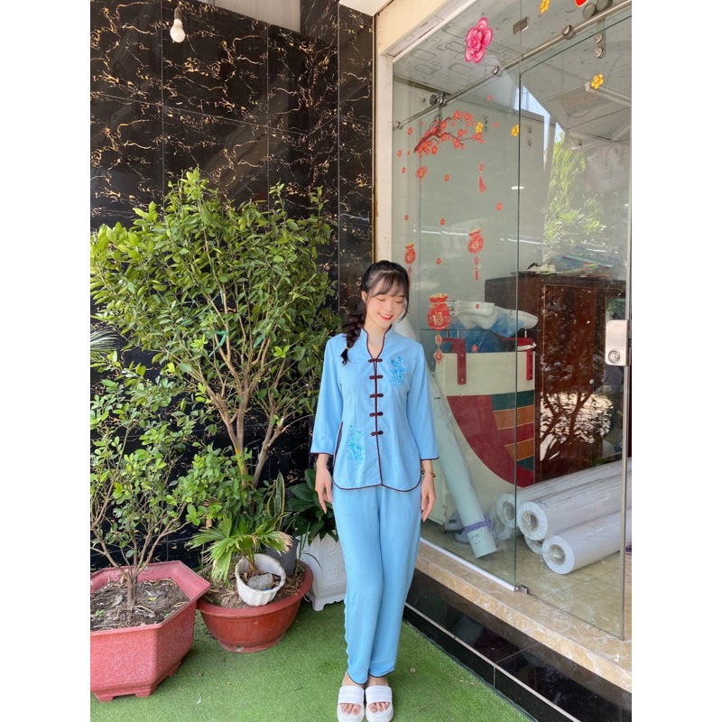 Đồ đi chùa, áo lam, thời trang nữ , đồ lam truyền thống