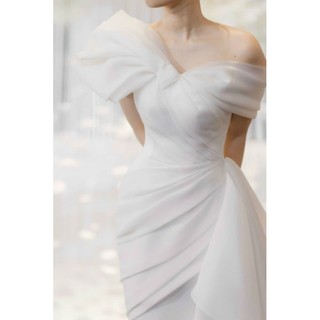 Đầm body đuôi cá nơ vai tà rời size s m l ảnh thật