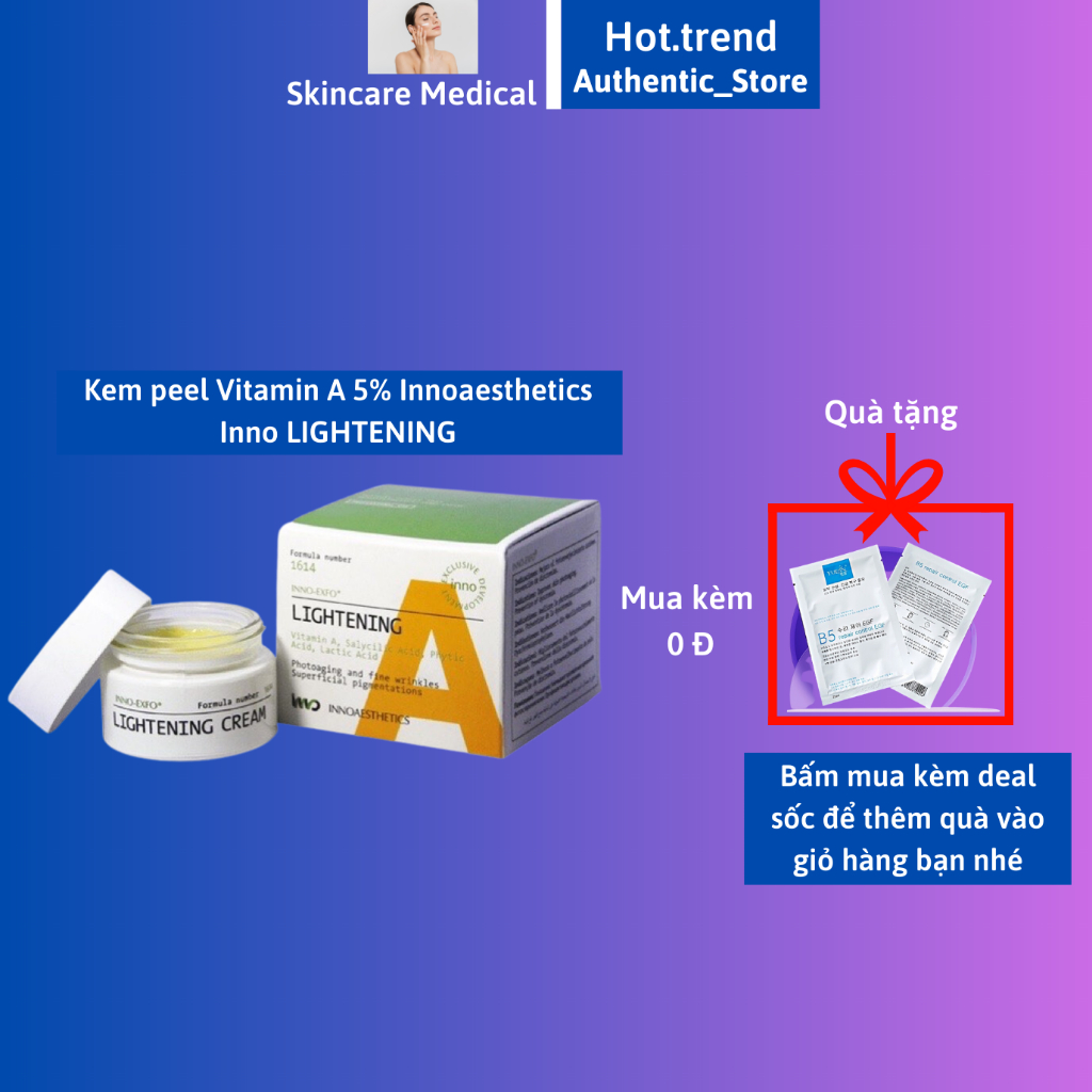 Kem peel Vitamin A 5% Innoaesthetics Inno LIGHTENING Tái Tạo Đều Màu Da Giảm Thâm Mụn