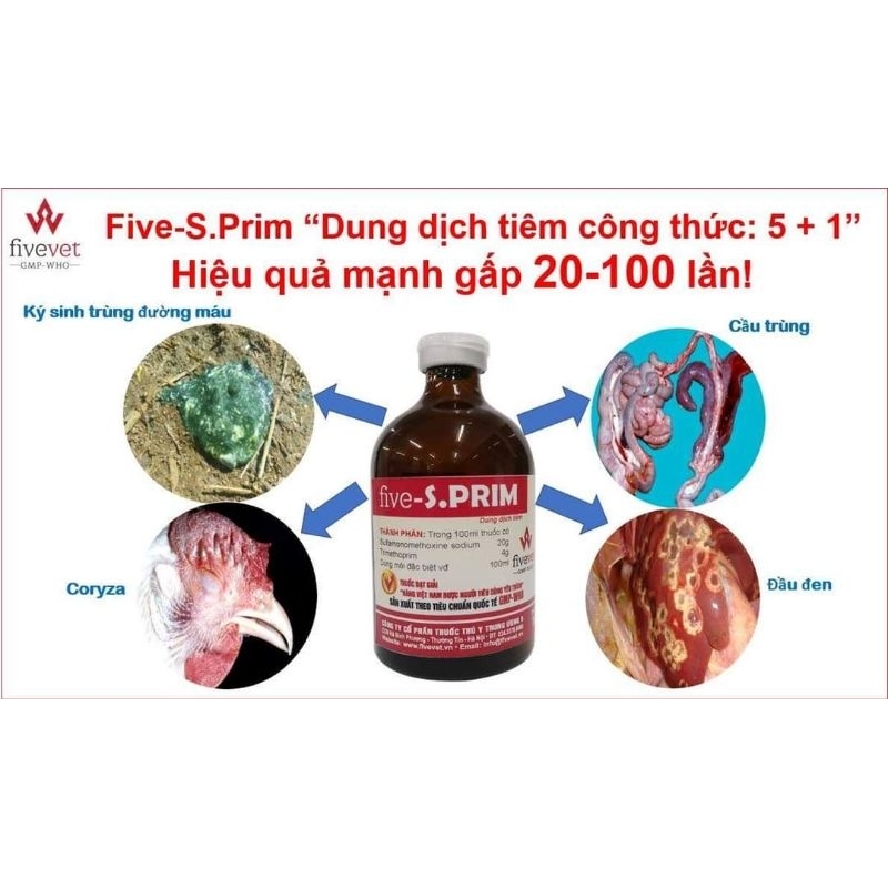 S.PRIM 100ml - Kí sinh trùng đường máu, đầu đen, cầu trùng, coryza trên gà, vịt, ngan, cút