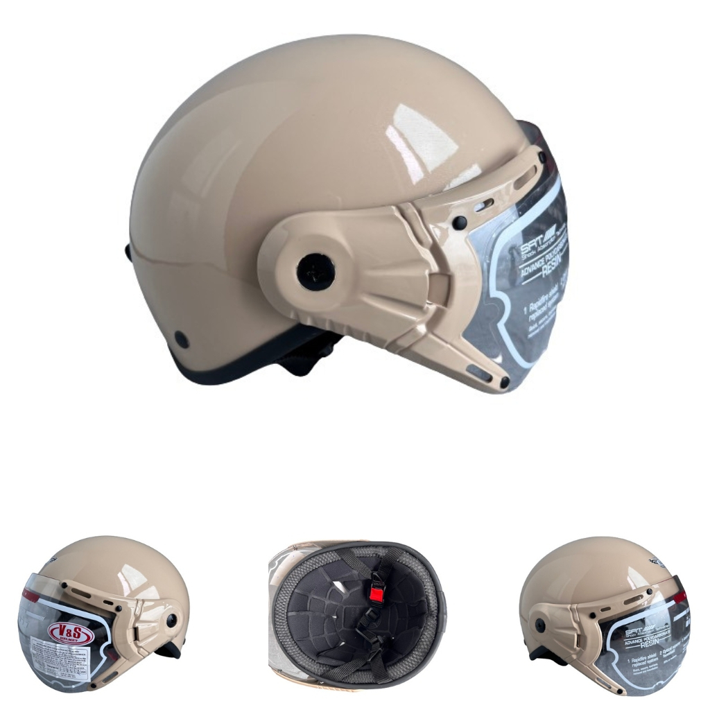 Mũ bảo hiểm nửa đầu có kính - Siêu đẹp - V&S Helmet - VS105K - Vòng đầu 56-58cm - Hàng chính hãng -Bảo hành 12tháng