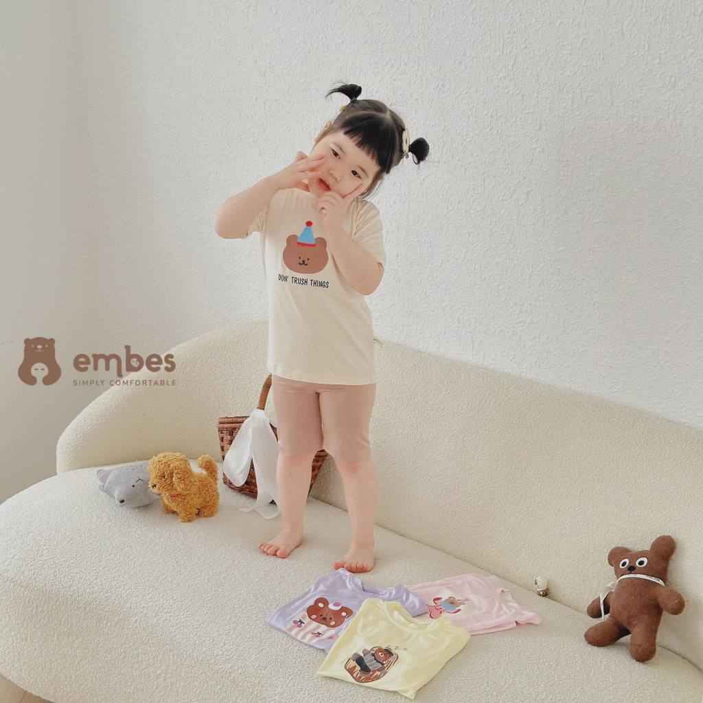 Áo phông trẻ em, áo phông gấu cotton mặc hè cho bé SS23