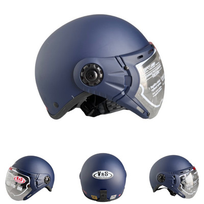 Mũ bảo hiểm nửa đầu có kính - siêu đẹp - V&S Helmet - VS105K - Xanh than nhám - Vòng đầu 56-58cm - Bảo hành 12 tháng