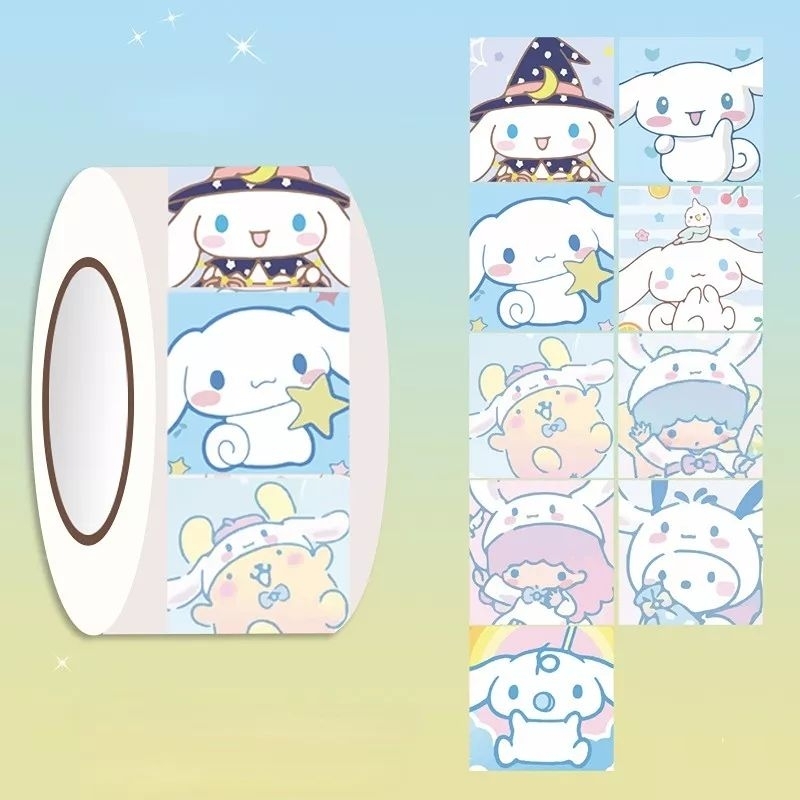 1 set cuộn 200 hình dán nhân vật sanrio Kuromi cinnamoroll pochaco hellokitty dễ thương