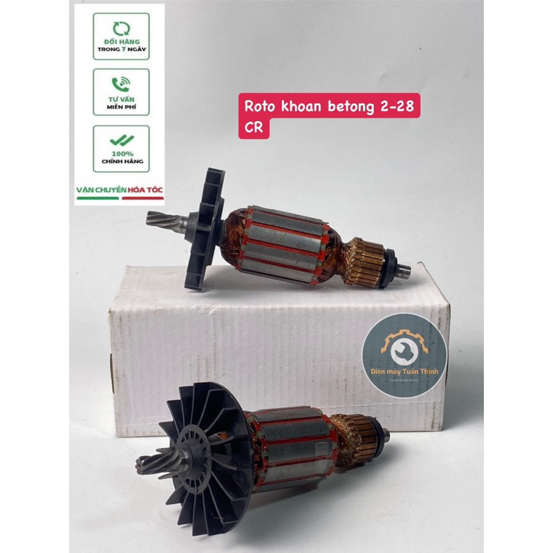 Roto máy khoan Bê tông 2-28, Roto 7 răng máy khoan 820W 2-28 (Tặng 1 bộ chổi than)