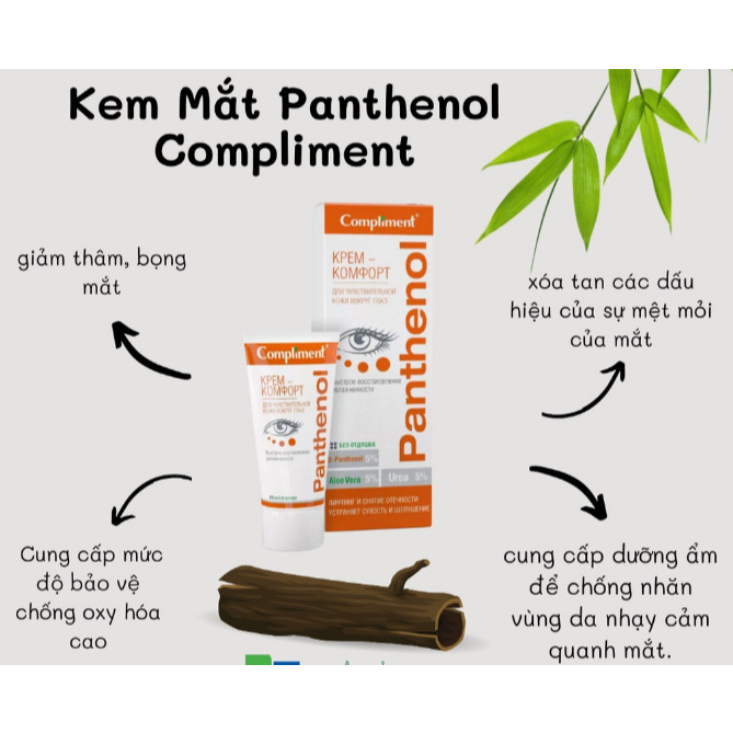Kem chống nhăn mắt Compliment Panthenol kem dưỡng mắt giảm quầng thâm hết nhăn mắt sụp mí [𝐓𝐚̣̆𝐧𝐠 𝐦𝐚́𝐲 𝐦𝐚𝐬𝐬𝐚𝐠𝐞 𝐦𝐚̣̆𝐭]