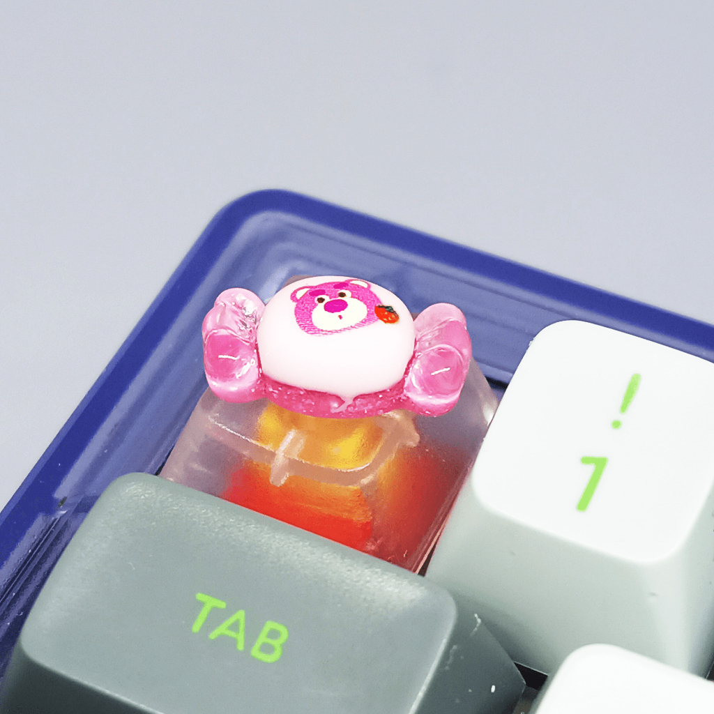 Keycap Gấu Dâu Cute Doodle Caps Handmade Keycap Artisan Trang Trí Bàn Phím Cơ Gaming Cherry MX
