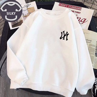 Áo Sweater basic Dài Tay ,Áo hoodie trơn cổ tròn nam nữ In NY Phong Cách Hàn Quốc