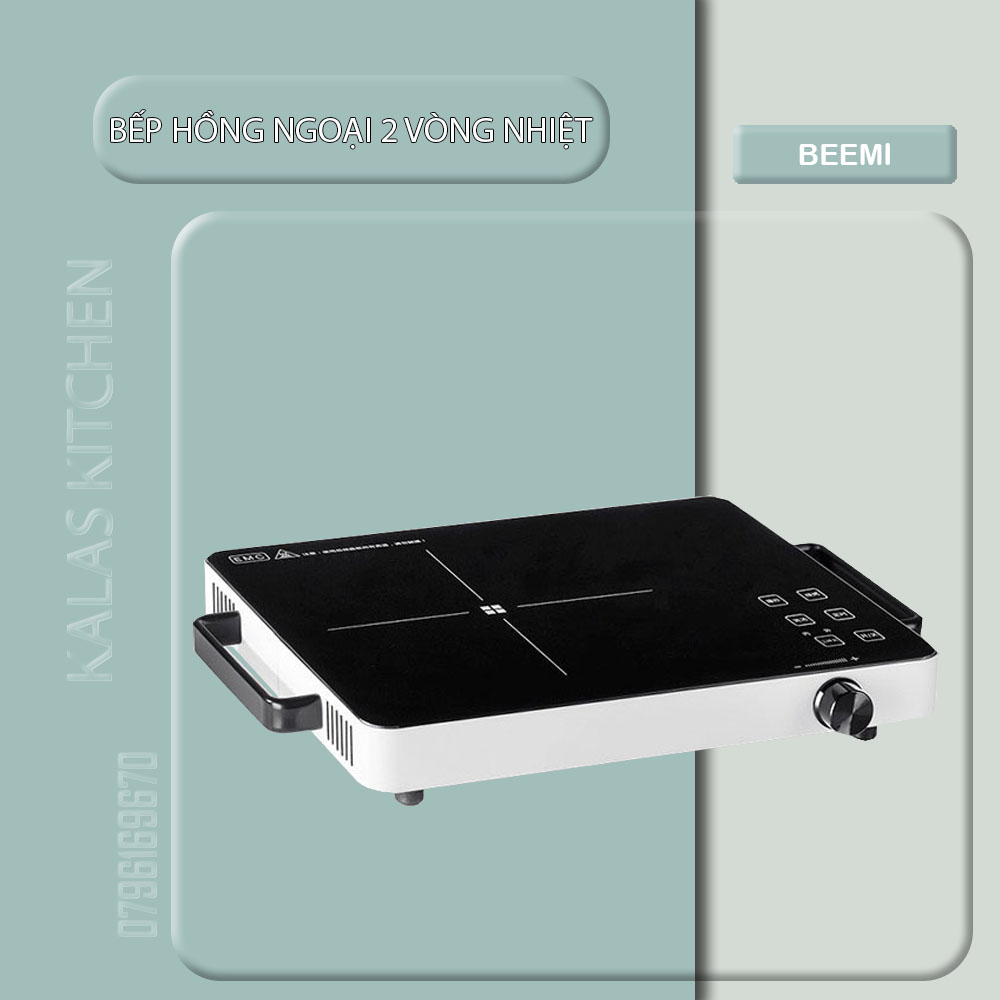 Bếp hồng ngoại 2 vòng nhiệt Beemi/KALAS cao cấp không kén nồi, công suất 3500W, tiết kiệm điện năng