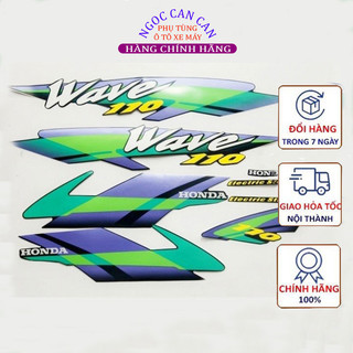 Tem dán xe cho wave Alpha Thái mẫu nhỏ đời 2002, 3 lớp zin màu Xanh Thái