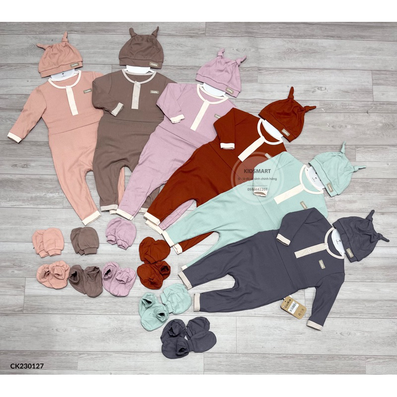 Cookie - Bộ dài cài thẳng quần cạp bo CK230127