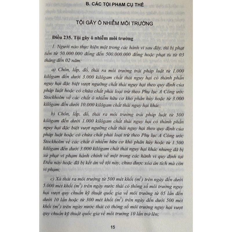 Sách - Bình luận Bộ luật hình sự năm 2015- Phần thứ hai Các tội phạm  (Chương XIX- Các tội phạm về môi trường)