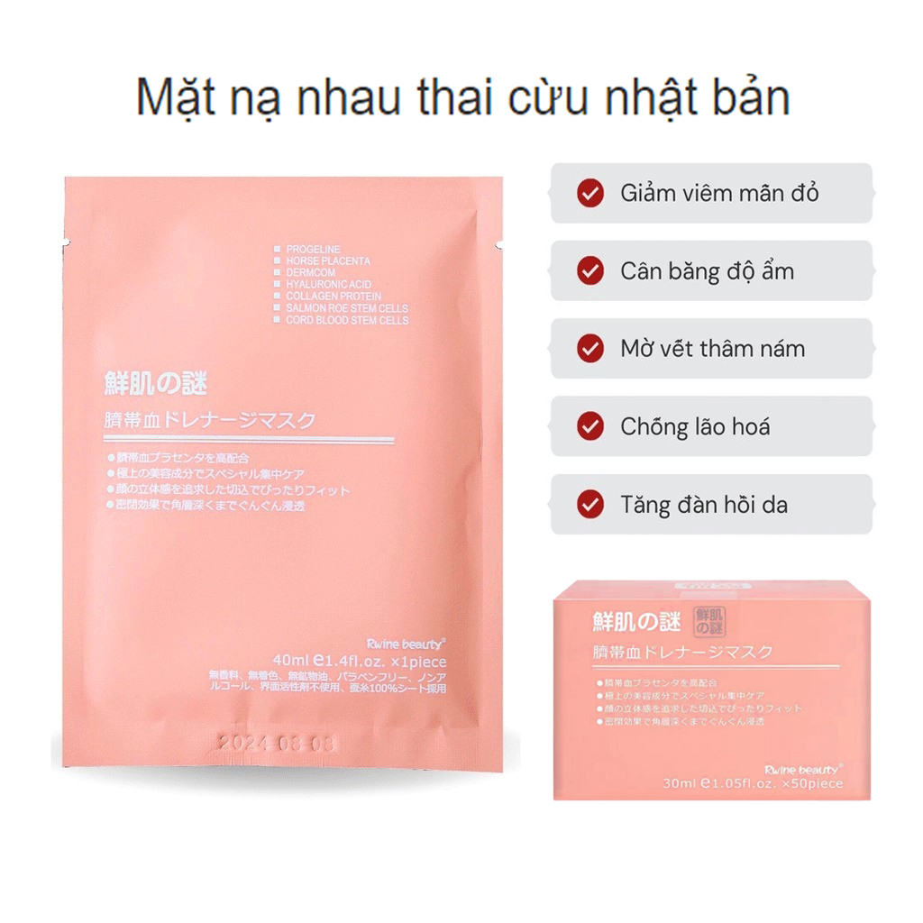 Mặt nạ nhau thai cừu nhật bản chính hãng cấp ẩm mặt nạ ngủ collagen trị mụn mask