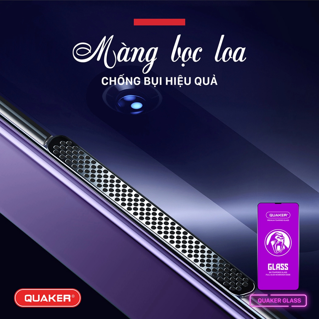 Kính cường lực Xiaomi full màn Quaker MI10A MI10C MI11LITE MI12PRO POCOM2 MI NOT11S A80 A90 MI NOT11