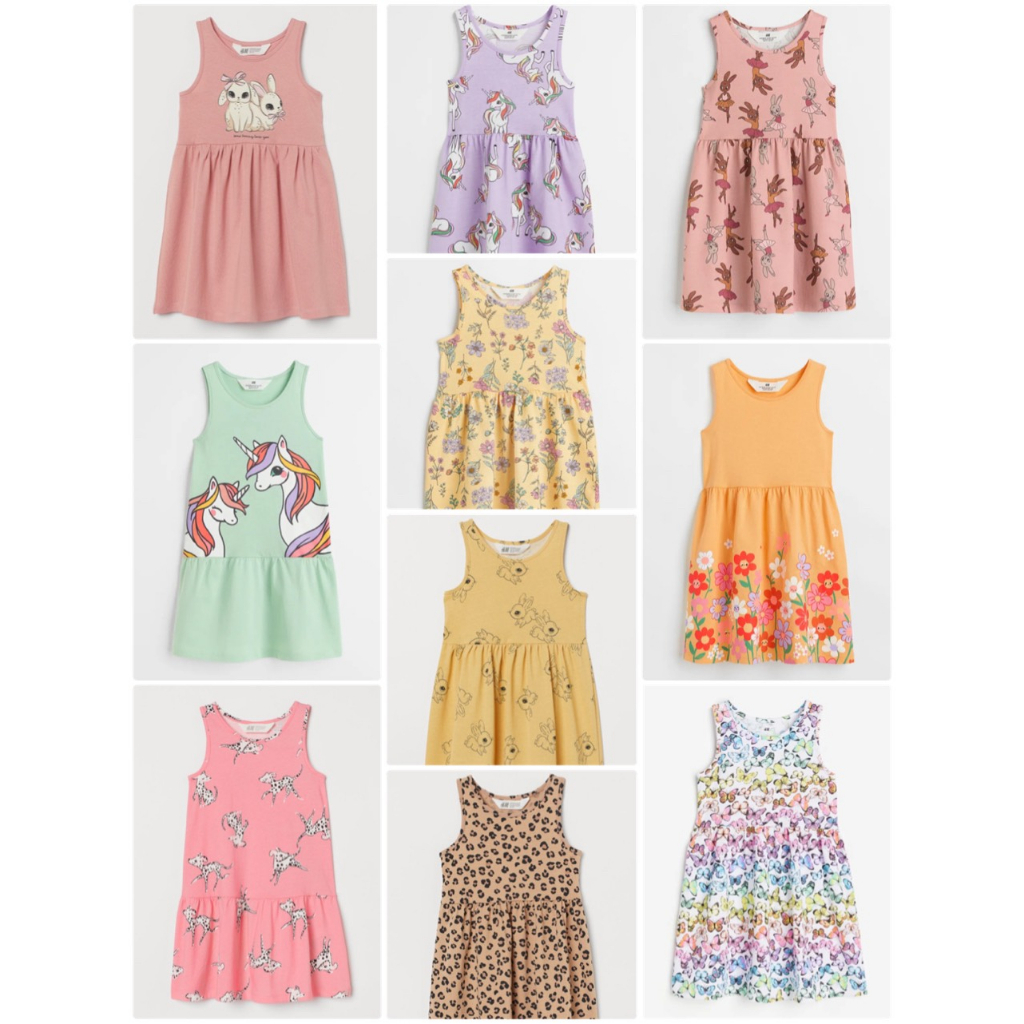 Váy hè cotton bé gái lớn HM Auth siêu sale