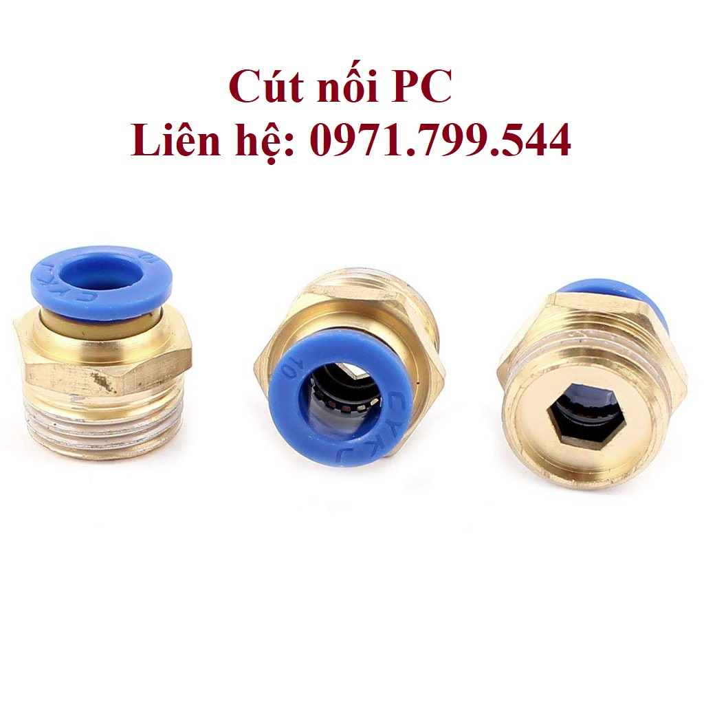 Cút nối PC thẳng ren ngoài khí nén, phun sương đầy đủ kích thước ống và ren hàng xịn giá sỉ