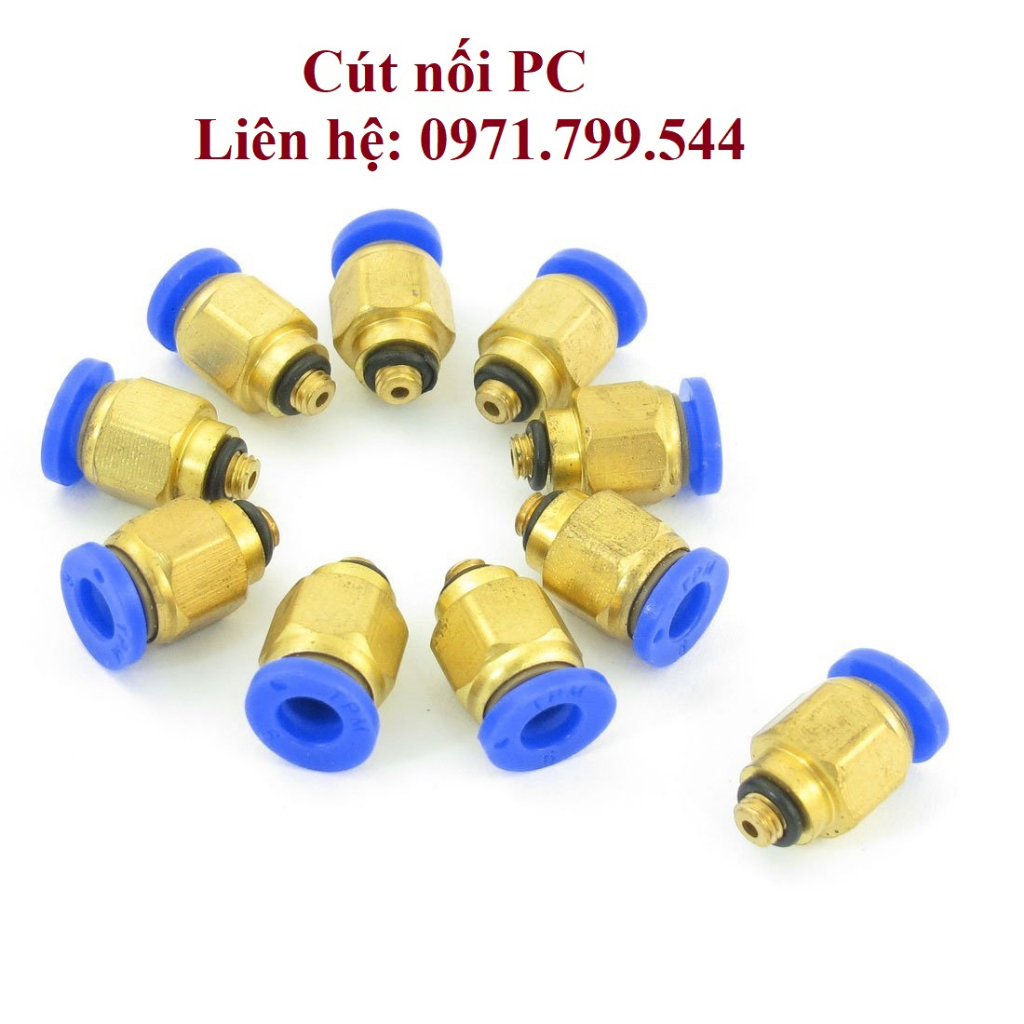 Cút nối PC thẳng ren ngoài khí nén, phun sương đầy đủ kích thước ống và ren hàng xịn giá sỉ