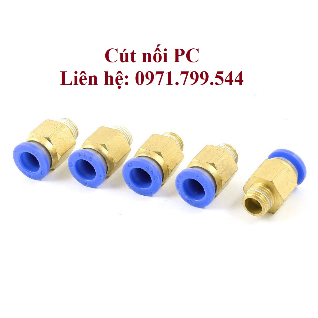 Cút nối PC thẳng ren ngoài khí nén, phun sương đầy đủ kích thước ống và ren hàng xịn giá sỉ