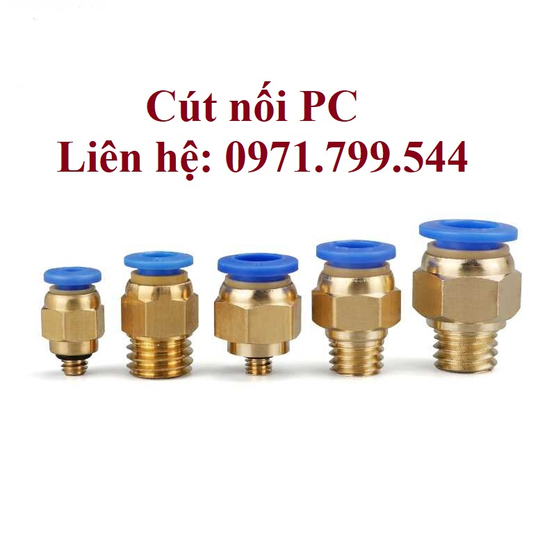 Cút nối PC thẳng ren ngoài khí nén, phun sương đầy đủ kích thước ống và ren hàng xịn giá sỉ