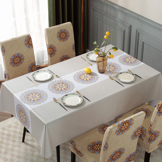 Khăn Trải Bàn Vải PVC Phong Cách Châu Âu Họa Tiết Vintage Đẹp Mắt Chống Thấm Nước Chống Thấm Dầu - 0032