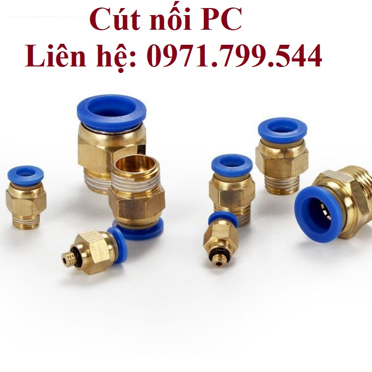 Cút nối PC thẳng ren ngoài khí nén, phun sương đầy đủ kích thước ống và ren hàng xịn giá sỉ