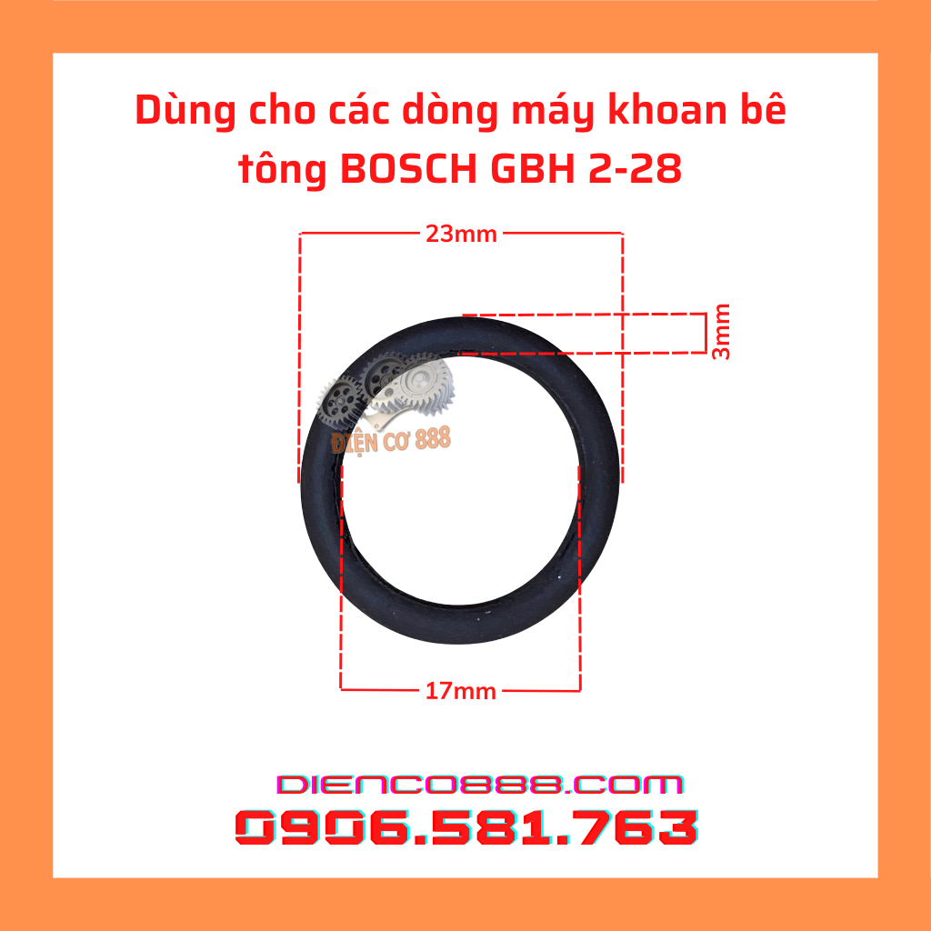 (Combo 5 cái) sin - roăng piston khoan bê tông BOSCH 2-28 (O-Ring 17x3 MM, 1610210121)