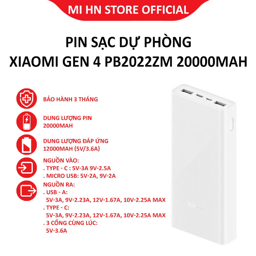 Pin sạc dự phòng Xiaomi 200000mAh Gen 4 22.5W model PB2022ZM - Bảo hành 3 tháng - Shop Mi HN Offical Store