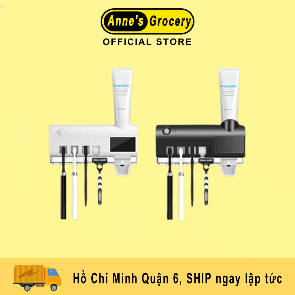 Máy tiệt trùng bàn chải đánh răng thông minh, bộ đựng bàn chải đánh răng gia đình, dụng cụ nặn kem đánh răng tự động