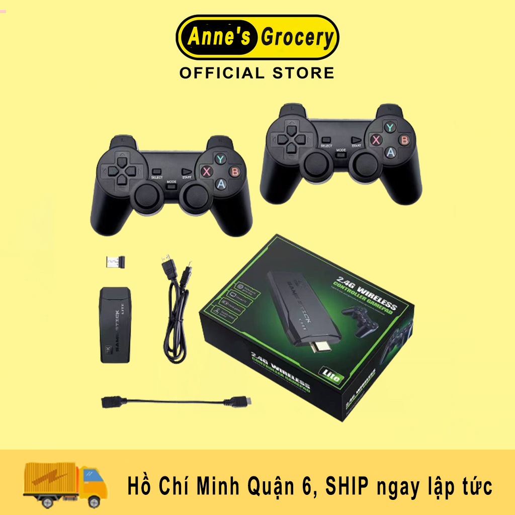 Máy chơi game cầm tay không dây Game Stick 4k HDMI 4 nút điện tử, kết nối HDMI, kết nối TV 4K, máy tính tặng kèm thẻ nhớ