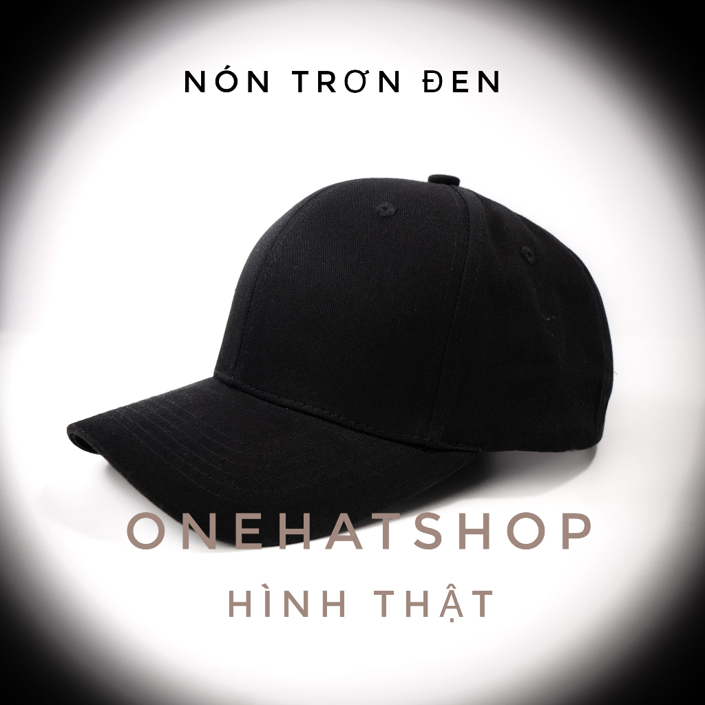Nón trơn đen lưỡi trai vành cong chất vải xịn tag One Hat