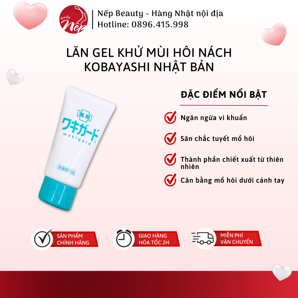 Lăn khử mùi hôi nách Kobayashi Nhật Bản 50g - Dạng gel trong suốt