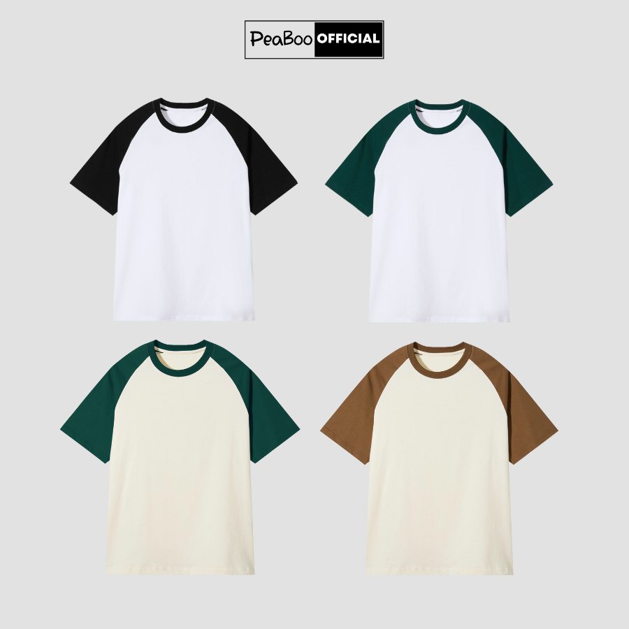 Áo Thun Nữ, Áo Phông Raglan Tee Unisex By PEABOO Trơn Basic Chất Cotton Thoáng Mát Form Rộng Tay Lỡ Cho Nam Nữ