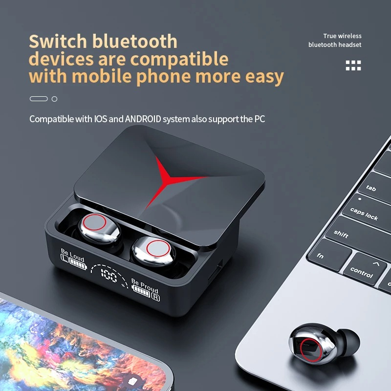 Tai Nghe M90 Pro TWS, Tai Nghe Bluetooth Nhét Tai Tích Hợp Micro Với Thanh Trượt Hiển Thị Màn Hình Led - PICETECHHN