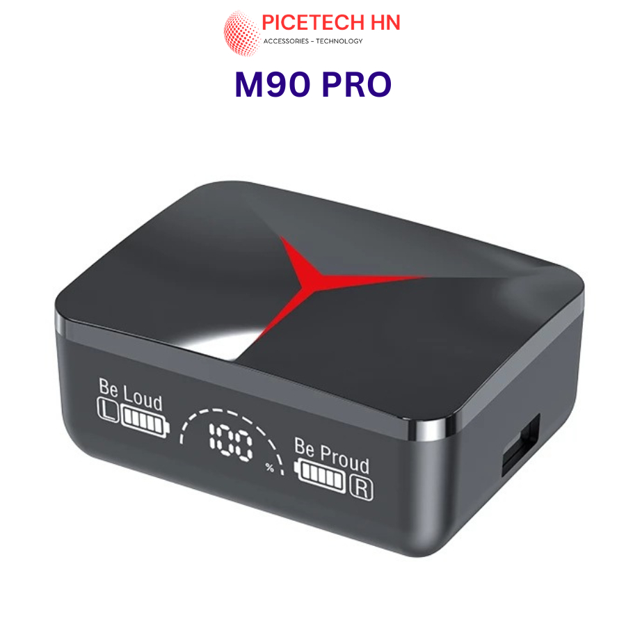 Tai Nghe M90 Pro TWS, Tai Nghe Bluetooth Nhét Tai Tích Hợp Micro Với Thanh Trượt Hiển Thị Màn Hình Led - PICETECHHN