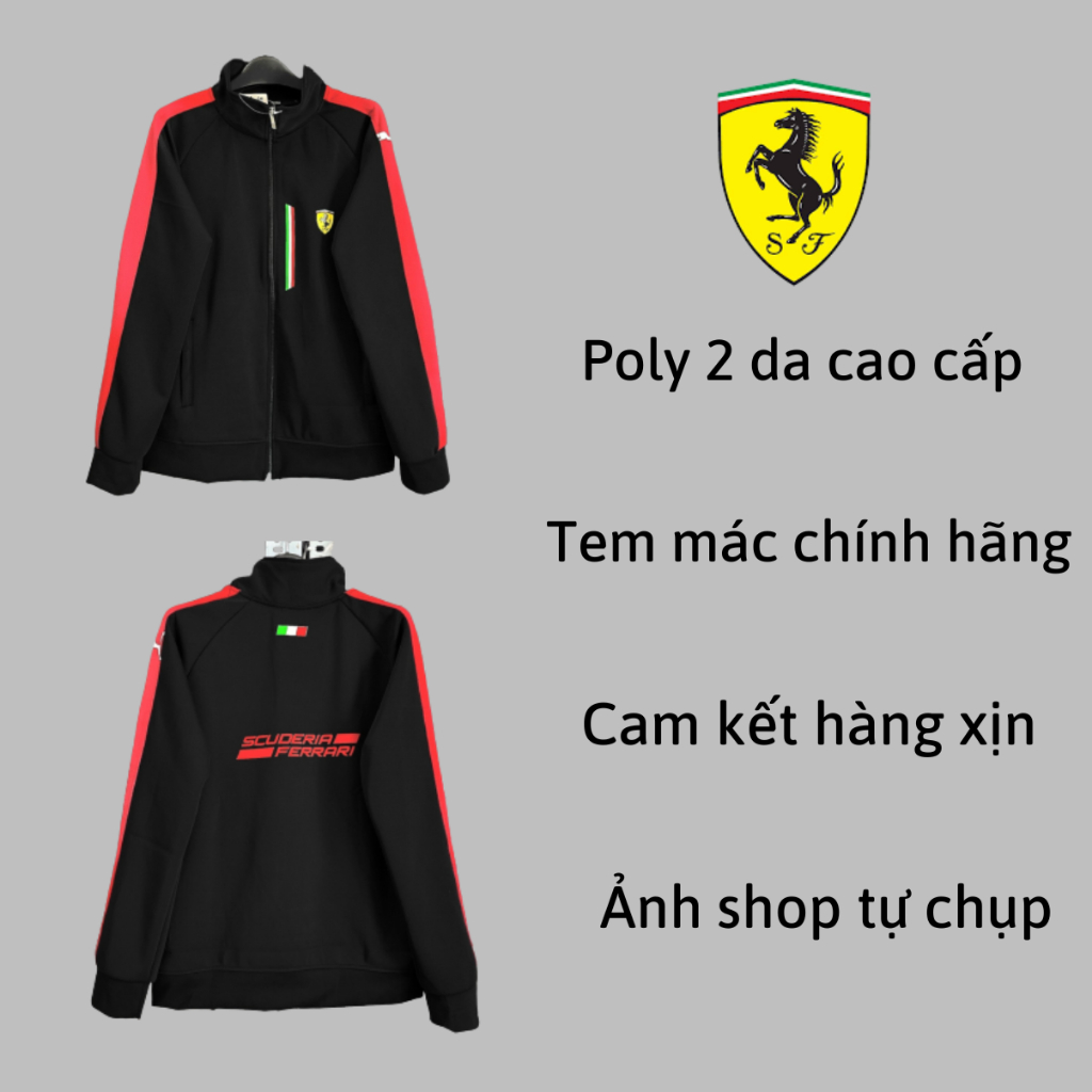 Áo khoác thể thao Umi logo FERARI,  chất dày dặn, 2 màu đen trắng dành cho nam và nữ form chuẩn i hình M8 Bico