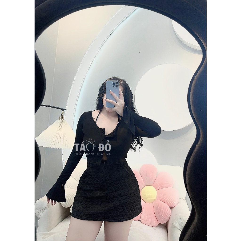 SET BIGSIZE ÁO TAY DÀI XÒE + CHÂN VÁY S255 (TÁO ĐỎ BIGSIZE 55-90KG)🍎🍎🍎