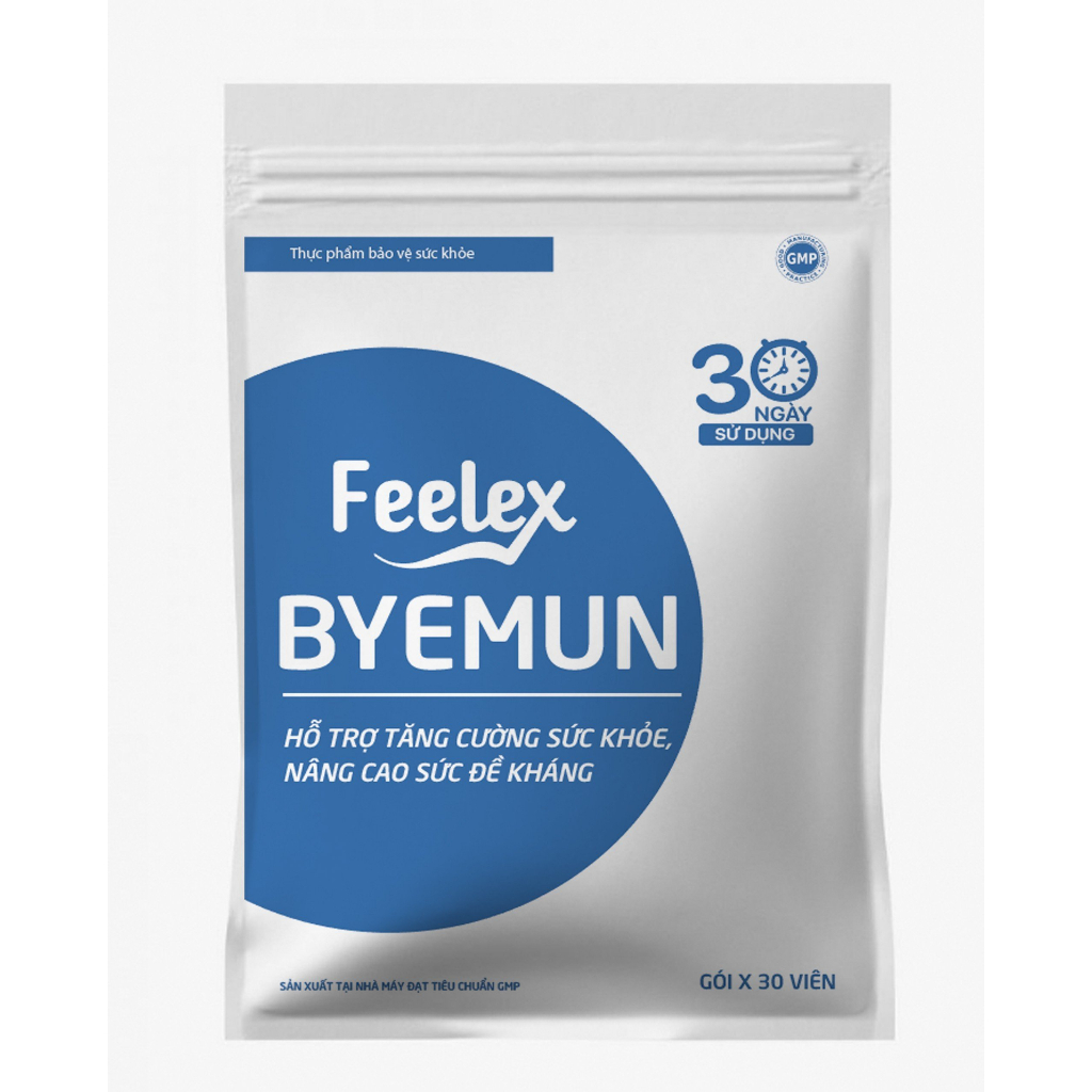 Viên uống Feelex byemun Giảm Mụn viêm, Ẩn, Thâm, Đầu Đen Cho Da Dầu Mụn Bổ sung Kẽm ZinC,vitamin C gói 30 viên (30 ngày)