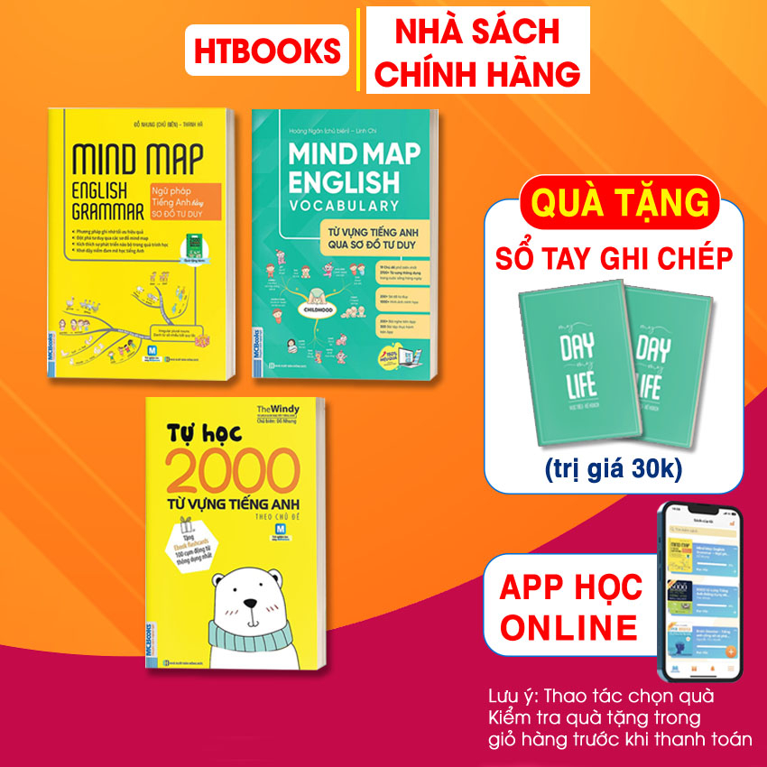 Sách Combo Mindmap EnglishTừ vựng Tiếng Anh Qua Sơ Đồ Tư Duy Và Tự Học 2000 Từ Vựng Tiếng Anh Cơ Bản Kèm App Học Online