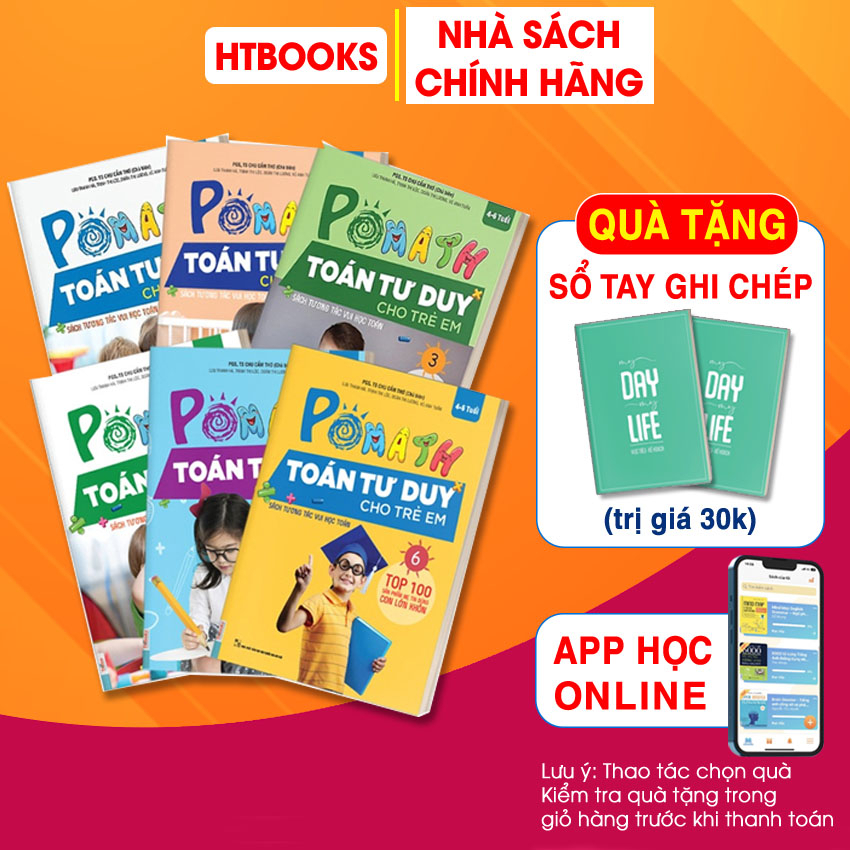 Sách Combo Pomath Toán Tư Duy Cho Trẻ Em (Tập 1 - 6) Có Cả Bộ Lẻ 3 Cuốn Giúp Bé Học Toán Dễ Dàng Kèm App Học
