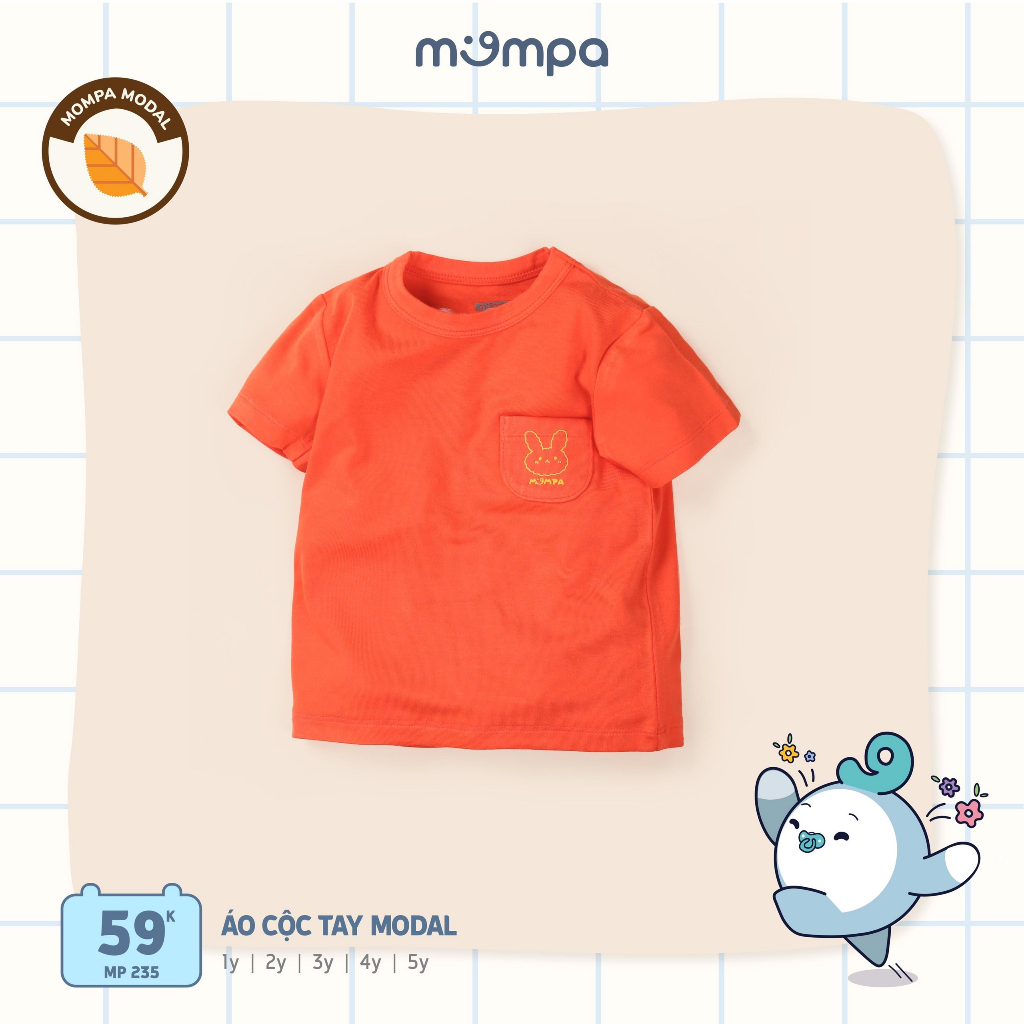 Áo cộc tay cài vai Mompa chất cotton cho bé