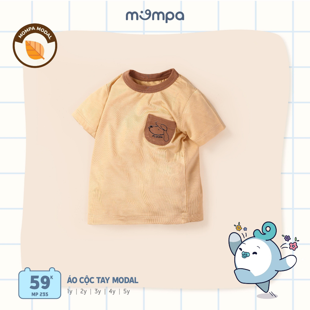 Áo cộc tay cài vai Mompa chất cotton cho bé