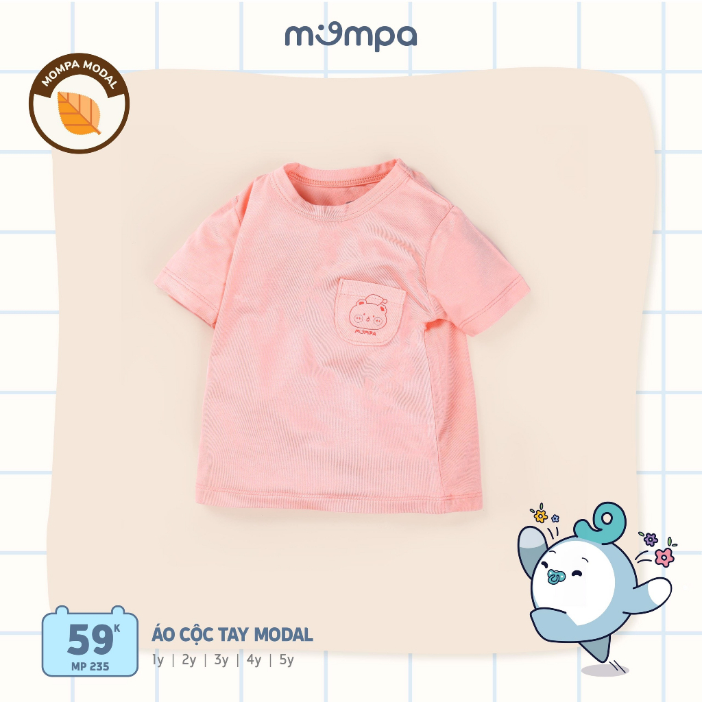 Áo cộc tay cài vai Mompa chất cotton cho bé