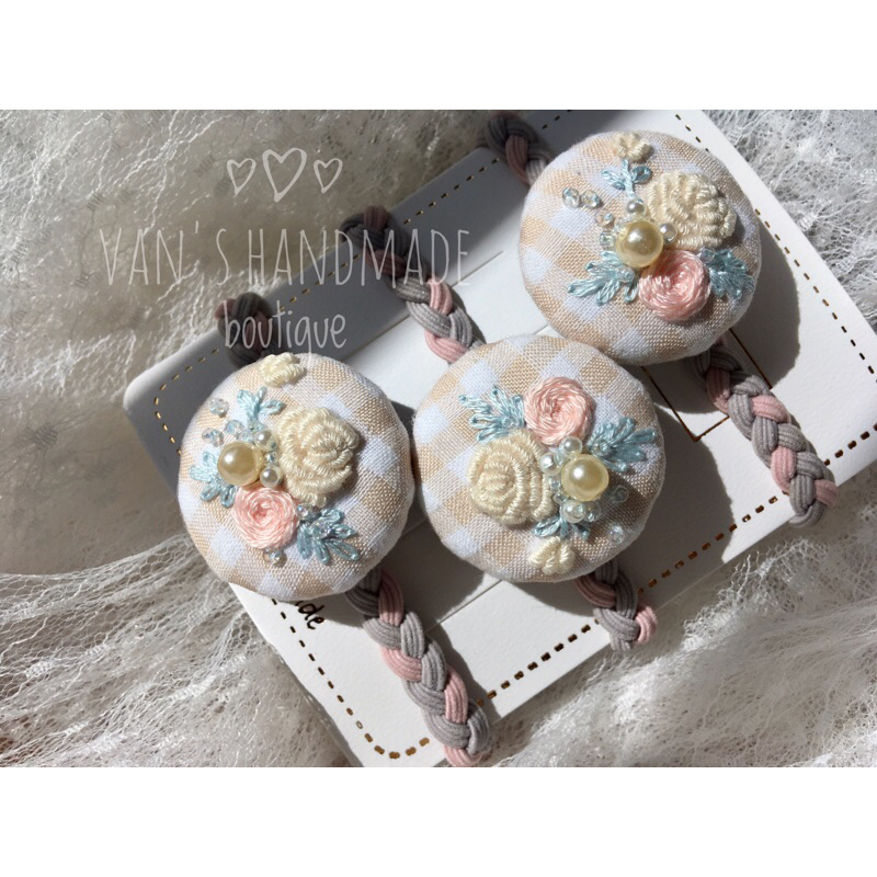 Cột tóc thêu tay Fresh color, quà tặng handmade