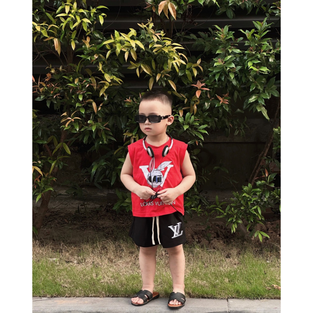 Set tank top Louis Vuittonn cho bé trai , bộ áo ba lỗ quần short trẻ em unisex , Samy Kids