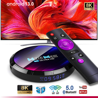 Tivi box android 13.0 Rockchip 3528 kết nối wifi 5G xem truyền hình miễn phí bảo hành 12 tháng H96MAX 4GB 32GB tv box